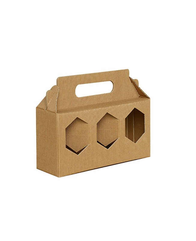 SCATOLA PER CONFEZIONE REGALO CANNETE'  AVANA PER 3 VASETTI DI MIELE DA 250g/500g