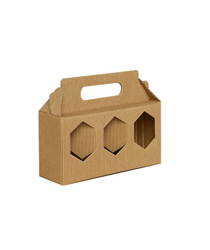 SCATOLA PER CONFEZIONE REGALO CANNETE'  AVANA PER 3 VASETTI DI MIELE DA 250g/500g